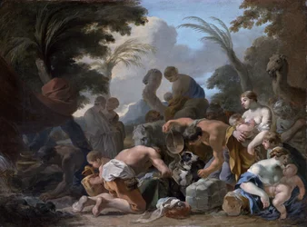 Laban durchsucht die Habseligkeiten von Jakob, ca. 1634-37